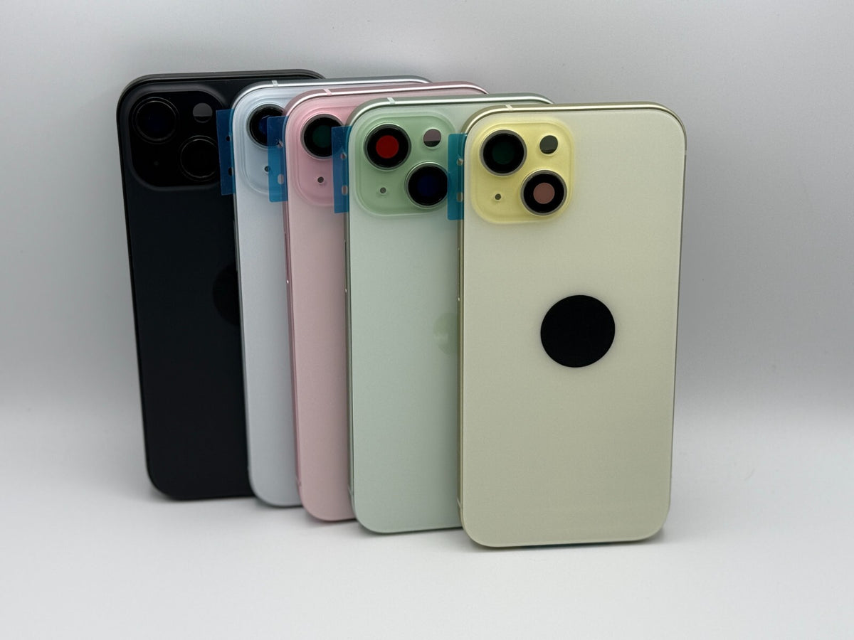 Rahmen Gehäuse für iPhone 15 Backcover Housing Vormontiert Premium Qualität
