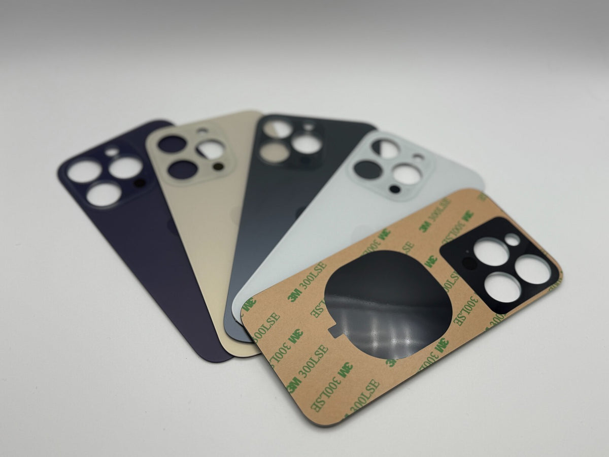 iPhone 14 Pro Akkudeckel Rückseite Glas Back Cover Ersatzglas 3M Kleber Big Hole