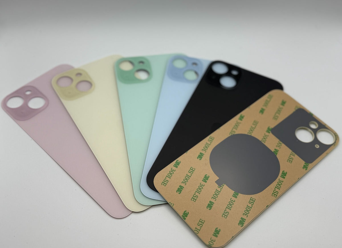 iPhone 15 Backcover Rückseite Glas Big Hole Backglass MIT Kleber OEM Qualität
